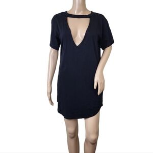 Forever 21 Keyhole Neck Shift Dress Women's Plus Black Short Sleeve